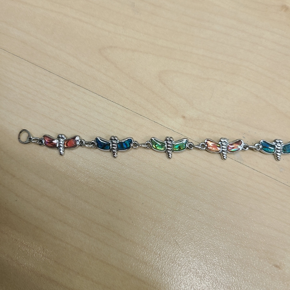 Silver Abalone Dragonfly Bracelet